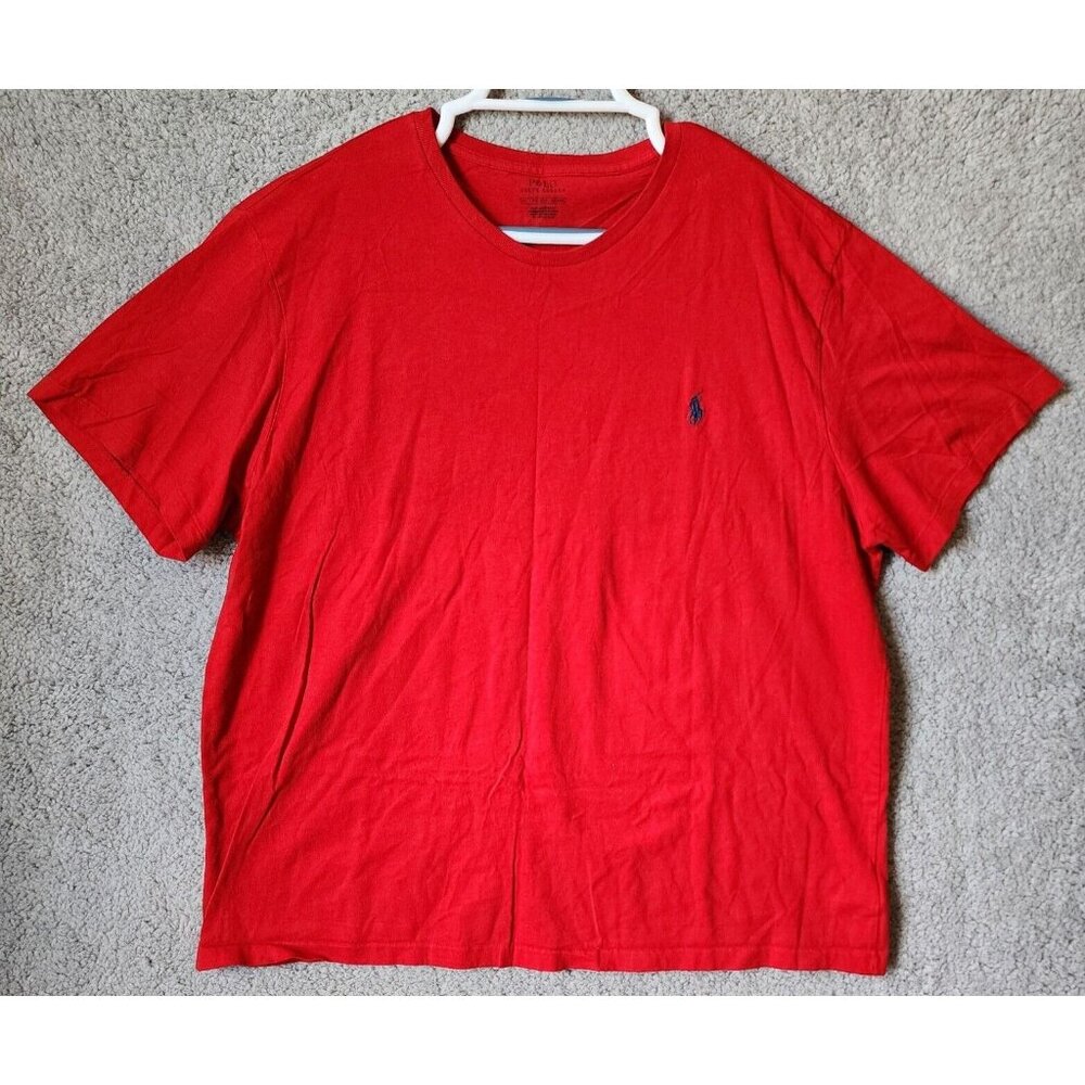 Polo Ralph Lauren Red Short Sleeve Blue Pony Logo T Shirt Size XXL 100% Cotton